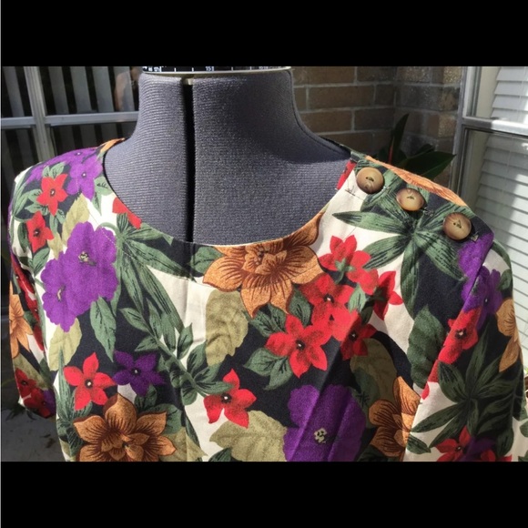 Cristin Stevens Multicolored Floral Blouse Top Button Shoulder Pads EUC Sz M - Picture 3 of 9